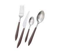 BUGATTI, Ares, Set Posate 24 Pezzi in Acciaio Inox 18/10 e Manico Colore Epic Brown (Marrone), Set Posate 6 Persone Composto da 6 cucchiai, 6 forchette, 6 coltelli e 6 cucchiaini caffè