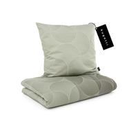 BUGATTI Biancheria da letto 135 x 200 cm, 100% cotone, chiusura lampo, morbida e lavabile, biancheria da letto in raso makò, motivo a cerchi, verde grafico