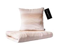 bugatti Biancheria da letto 155 x 220 cm, 100% cotone, chiusura lampo, morbida e lavabile, biancheria da letto in raso makò a righe beige