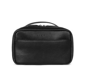 bugatti Black borsa da toilette in pelle - ideale per viaggi, vacanze e brevi soggiorni - Nera