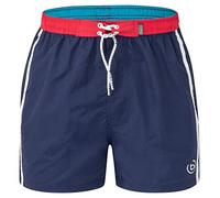 Bugatti®, costume da bagno, da uomo, moderno, di colore rosso, turchese, blu e verde, con bel colore a contrasto sulla vita oltremare/rosso L