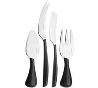 BUGATTI Glamour - Nu Set Coltelli da Formaggio, Acciaio Inossidabile, Nero, 16x26x3 cm