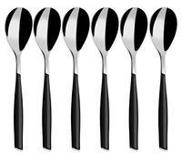 BUGATTI, Glamour, Set 6 Cucchiaini da caffè in Acciaio Inox 18/10, Stampaggio PRO-Tech System (Nero Piano)