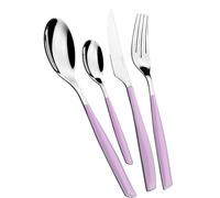 BUGATTI, Glamour, Set Posate 24 Pezzi in Acciaio Inox 18/10 e Manico Colore Lilla. Set Posate 6 Persone Composto da 6 cucchiai, 6 forchette, 6 coltelli e 6 cucchiaini caffè
