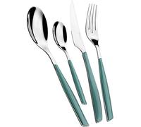 BUGATTI, Glamour, Set Posate 24 Pezzi in Acciaio Inox 18/10 e Manico Colore Verde Celadon. Set Posate 6 Persone Composto da 6 cucchiai, 6 forchette, 6 coltelli e 6 cucchiaini caffè