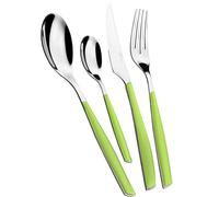 BUGATTI, Glamour, Set Posate 24 Pezzi in Acciaio Inox 18/10 e Manico Colore Verde Mela. Set Posate 6 Persone Composto da 6 cucchiai, 6 forchette, 6 coltelli e 6 cucchiaini caffè