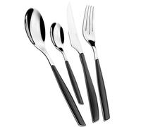 BUGATTI, Glamour, Set Posate 24 pezzi in Acciaio Inox 18/10, Set Posate 6 persone composto da 6 cucchiai, 6 forchette, 6 coltelli e 6 cucchiaini (Nero Fumé)