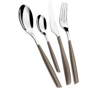 BUGATTI, Glamour, Set Posate 24 pezzi in Acciaio Inox 18/10, Set Posate 6 persone composto da 6 cucchiai, 6 forchette, 6 coltelli e 6 cucchiaini (Tabacco)