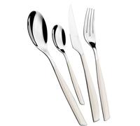 BUGATTI, Glamour, Set Posate 4 Pezzi in Acciaio Inox 18/10 e Manico Colore Avorio. Servizio Posate per 1 Persone Composto da 1 Cucchiaio, 1 forchetta, 1 Coltello e 1 cucchiaino caffè
