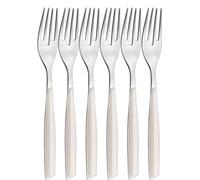 Bugatti GLAU-021F05/6 Glamour - Servizio da 6 forchette da Dessert in San e Acciaio, Dimensioni: 16 x 26 x 3 cm, Colore: Avorio