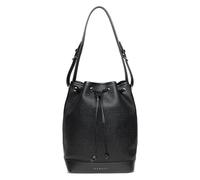 bugatti Isa Borsa a Tracolla da Donna - Borsa Capiente con Coulisse in Similpelle Effetto Rafia - Nera