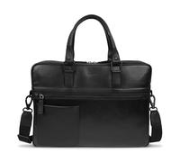 bugatti Joel Cartella in pelle con struttura plissettata, borsa business con scomparto per laptop 15" - Nero