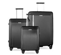 bugatti Linea Set di valigie rigide 3 pezzi S, M e L - Valigie da viaggio in policarbonato, robuste - Nero