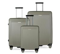 bugatti Linea Set di valigie rigide 3 pezzi S, M e L - Valigie da viaggio in policarbonato, robuste - Verde oliva