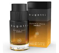 bugatti Profumo da uomo Dynamic Move Amber 100 ml, Eau de Toilette da uomo, combinazione sensuale di cannella, tabacco e cipriolo, profumo da uomo, dinamico, polveroso e dolce
