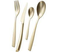 BUGATTI, Riviera, Set Posate 24 pezzi in Acciaio Inox 18/10. Servizio posate per 6 persone composto da 6 Cucchiai,6 Forchette,6 Coltelli e 6 Cucchiaini Caffè, Rivestimento PVD color Champagne Satinato