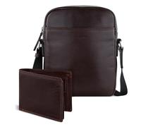 bugatti Savona Set - Borsa a tracolla e portafoglio in pelle di bufalo, portamonete con protezione RFID, custodia in tessuto inclusa - Marrone