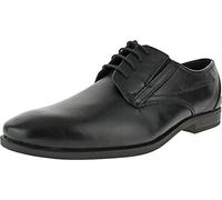 bugatti Scarpa Bassa Business in Pelle, Derby con Finitura Bicolore, Calzata ergonomica con Fascia Elastica Uomo, Nero, 48 EU