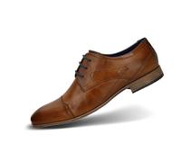 bugatti Scarpa Bassa Business In Pelle, Derby Con Punta Incrociata E Linee Eleganti, Scarpe Stringate Derby Uomo, Cognac, 46 EU