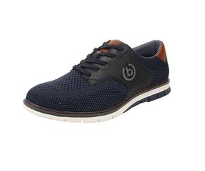 bugatti Scarpa Stringata Realizzata in Un Mix di Materiali Traspiranti, Memory Foam, Lacci Elastici Uomo, Blu Scuro, 47 EU