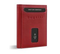 bugatti Secure Slim Mini Portafoglio con Scomparto XL per Monete e Protezione RFID in Pelle -Rosso
