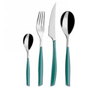 BUGATTI, Glamour, Set Posate 24 Pezzi in Acciaio Inox 18/10 e Manico Colore Verde Celadon. Set Posate 6 Persone Composto da 6 cucchiai, 6 forchette, 6 coltelli e 6 cucchiaini caffè