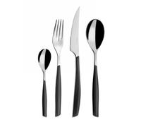 BUGATTI, Glamour, Set Posate 24 pezzi in Acciaio Inox 18/10, Set Posate 6 persone composto da 6 cucchiai, 6 forchette, 6 coltelli e 6 cucchiaini (Nero Fumé)