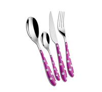 Bugatti Servizio Posate Completo 24 Pezzi Pois Acciaio Inox 18/10 Fucsia