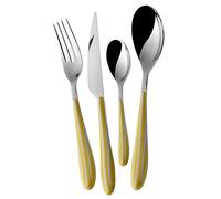 Bugatti Servizio Posate Completo 24 Pezzi Zebra Righe Acciaio Inox 18/10, Giallo
