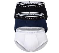 bugatti Slip da uomo, confezione da 3 - a costine sottili, fodera, cotone, tinta unita, Bianco / nero / blu, L