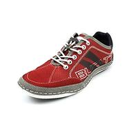 bugatti Sneakers casual con suola flessibile, scarpe stringate con memory foam, lacci elastici Uomo, Rosso, 47 EU