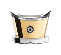 Tostapane di design Volo Dévoré è dotato di 4 funzioni: BROWNING fino a 6 livelli Dimensioni 32x20h 30 cm colore Oro Finitura PVD Lucida oro