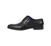 bugatti Uomo Scarpa bassa business in pelle, derby con elastico, larghezza comfort, Nero, 46 EU
