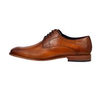 bugatti Uomo Scarpa bassa business in pelle, derby con finitura bicolore e sottopiede morbido, Cognac, 45 EU