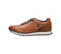 bugatti Uomo Sneaker casual in pelle, scarpe stringate con memory foam, soletta sostituibile, Cognac, 44 EU
