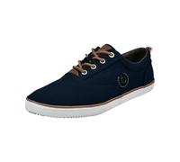 bugatti Uomo Sneaker in tela di cotone, scarpe basse in tela con robusta suola in gomma, Blu, 42 EU