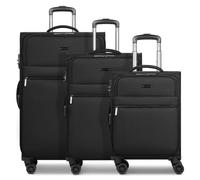 bugatti Valencia Soft 4 ruote Set di valigie 3 pezzi con piega di espansione nero