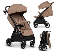 LIONELO INGRID Passeggino leggero per bambini da 6mesi a 4 anni/22kg Grandi ruote 360° in Schiuma EVA Assorbimento Pieghevole con una mano Schienale e poggiapiedi regolabili (INGRID, Beige)