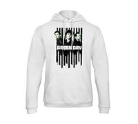 Bughyprint Felpa con Cappuccio Uomo Rock Band Bundle Green Day White, S