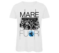Bughyprint Tshirt Maglia Maglietta Cotone Donna Casual Girocollo Mare Fuori Fiction CE Sta O Mar for Bianca IO SO Rosa Ricci, M