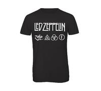 Bughyprint Tshirt Maglia Maglietta Uomo Rock Band Bundle LED Zeppelin Logo Log, XL