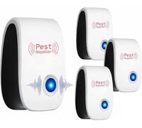 BugShield - 4 spine a ultrasuoni per acari, repellente elettronico per insetti e topi con spina contro acari, pulci, cimici, zanzare, atossico e silenzioso, per appartamento, camera da letto