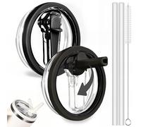 Bugucat Coperchio a Prova di Perdite per Stanley Cup, 2 Coperchi di Ricambio con 2 Cannucce e 1 Spazzola, Coperchio Riutilizzabile Compatibile con Bicchiere Termico 40oz, Accessori per Tazza, Nero