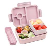 Bugucat Lunch Box 1300ML, Portapranzo Bento Box Contenitori 5+2 Scomparti, Pranzo Impilabile Schiscetta Pranzo da Ufficio, Porta Pranzo ermetico con Forchetta e Cucchiaio Microonde Sicuro,Rosa