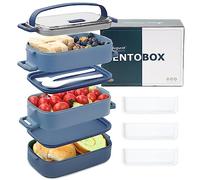 Bugucat Lunch Box 2400ML, 3 in 1 PP Plastica Bento Box con Scomparti e Posate, Porta Pranzo Contenitori per Microonde Bento Box con Scomparti Bambini Contenitori,Lunch Box Per Scuola Ufficio Picnic