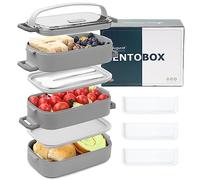 Bugucat Lunch Box 2400ML, 3 in 1 PP Plastica Bento Box con Scomparti e Posate, Porta Pranzo Contenitori per Microonde Bento Box con Scomparti Bambini Contenitori,Lunch Box Per Scuola Ufficio Picnic