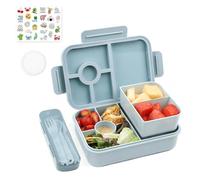 Bugucat Portapranzo 1300ML 3 PCS, Lunch Box Perdite Bambini e Adulti Bento Box con 5+2 Scomparti e Posate, Porta Pranzo Lunch Box Microonde Sicurora, Ragazzo Ragazza e Adulti per Picnic,Blu