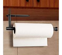 Bugucat Portarotolo Cucina,Porta Rotolo da Parete o Autoadesivo Acciaio Inox, Porta Scottex Cucina Senza Forature, Autoadesivo Portarotoli Cucina da Parete Senza Forature per Bagno e Cucina Nero