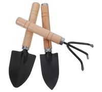 BUGUUYO 1 Imposta Imposta Set Di Tre Pezzi Da Giardinaggio Rastrello Diserbo Artiglio Fornitura Kit Attrezzo Scavare Prodotto Trapianto Cazzuole Piccolo Vanga Legno Black