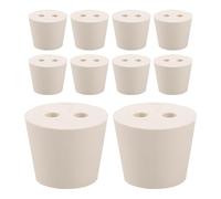 BUGUUYO 10 Tappi in Gomma con Doppio Foro per Laboratorio Tappi Conici Ermetici per Provette e Fiaschette Chimiche Diametro 28 MM Set da 10 Pezzi per Forniture Scientifiche Industriali